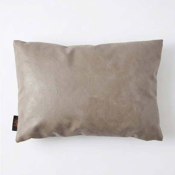 Frye Woven Gray Leather Pillow - Picture 2 of 3